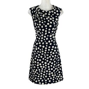 DKNY black cream dot print sleeveless a-line dress 4